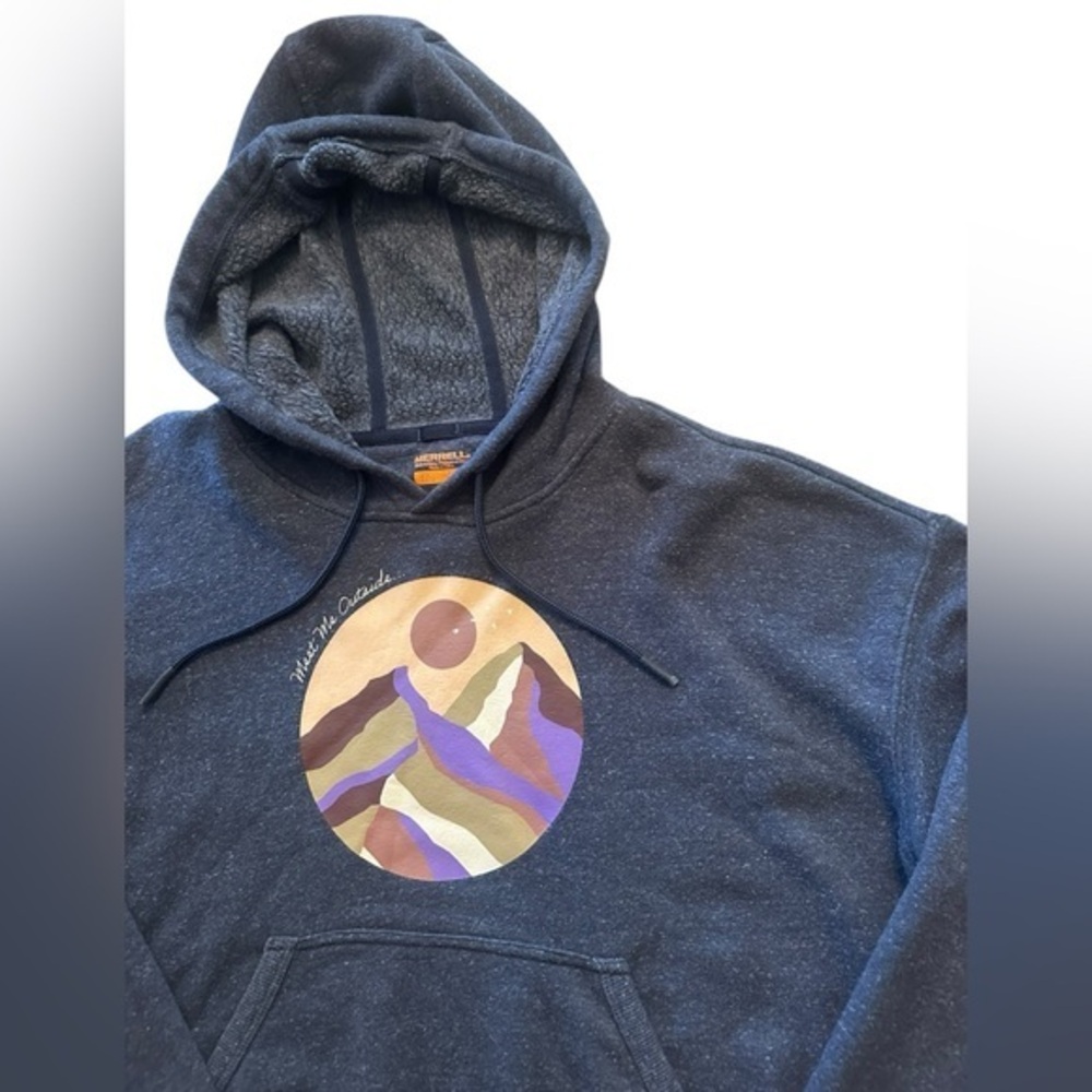 Merrell Pullover Graphic Hoodie - Womens Size XL - Navy Blue - Mountain